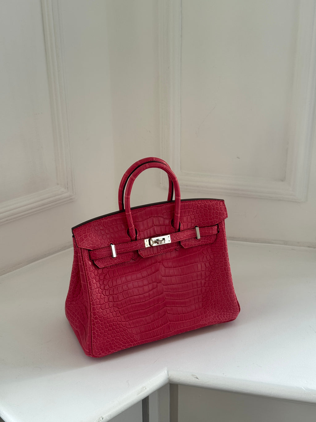 Birkin 25, Rose Mexico, Matte Porosus