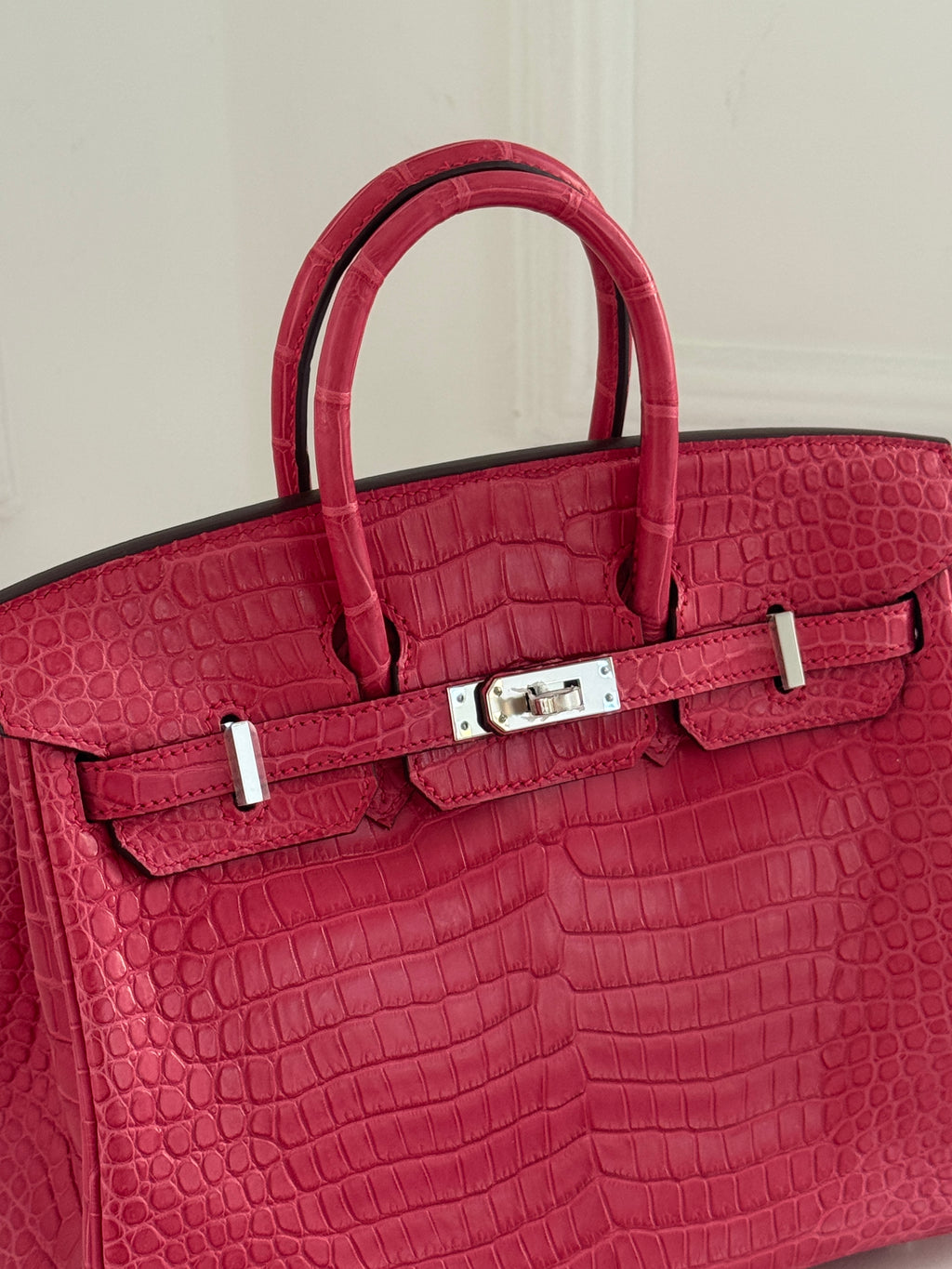 Birkin 25, Rose Mexico, Matte Porosus