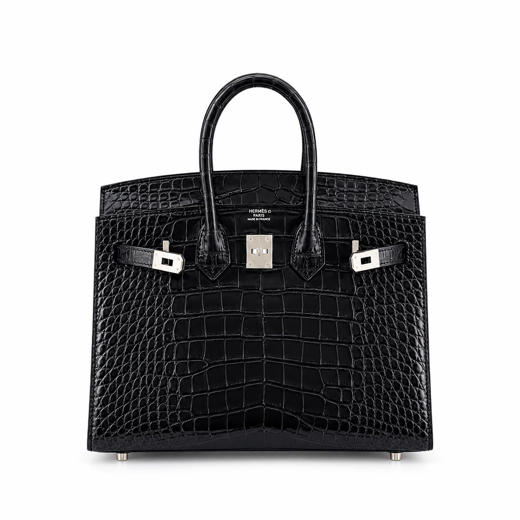 Birkin 25, Black Matte Porosus